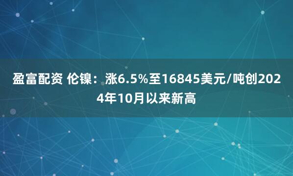 盈富配资 伦镍：涨6.5%至16845美元/吨创2024年10月以来新高